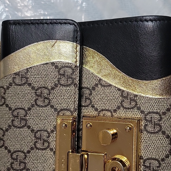 GUCCI Tricolor GG Supreme Canvas And Leather Medium Padlock Shoulder Bag - Picture 7 of 16